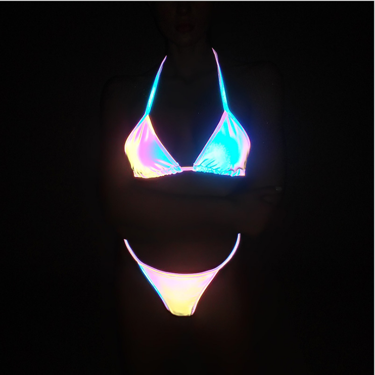 summer mature female 2 pieces extreme erotic sexy shiny fancy reflective bathing suits swimwear sun wear beachwear micro bikini