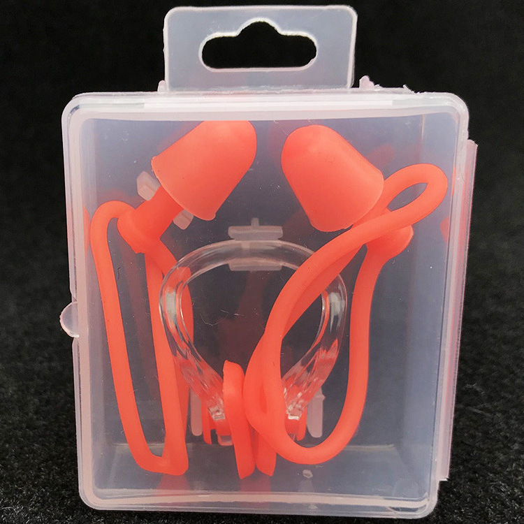 factory price 2 in 1 flexible anti-choke diving nose clip swim wire ear plugs bundle set for adult kids breaststroke aquatics