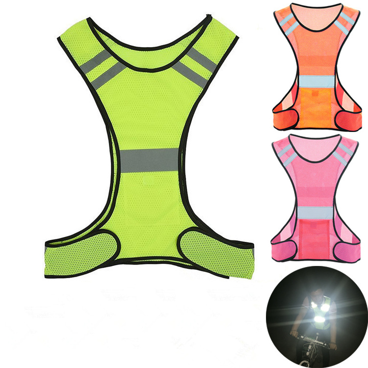 night road safety adjustable high visibility light weight reflective mesh harness vest for outdoor running jogging cycling sport