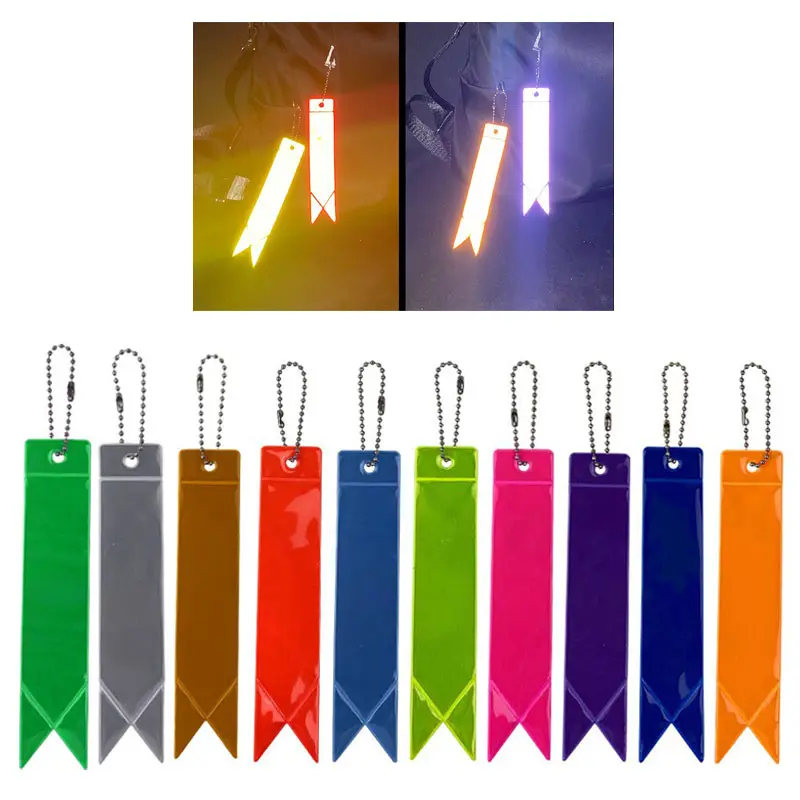 hi visible traffic safe warning backpack bike decorative creative PVC reflector strap carabiner reflective tag pendant keychain