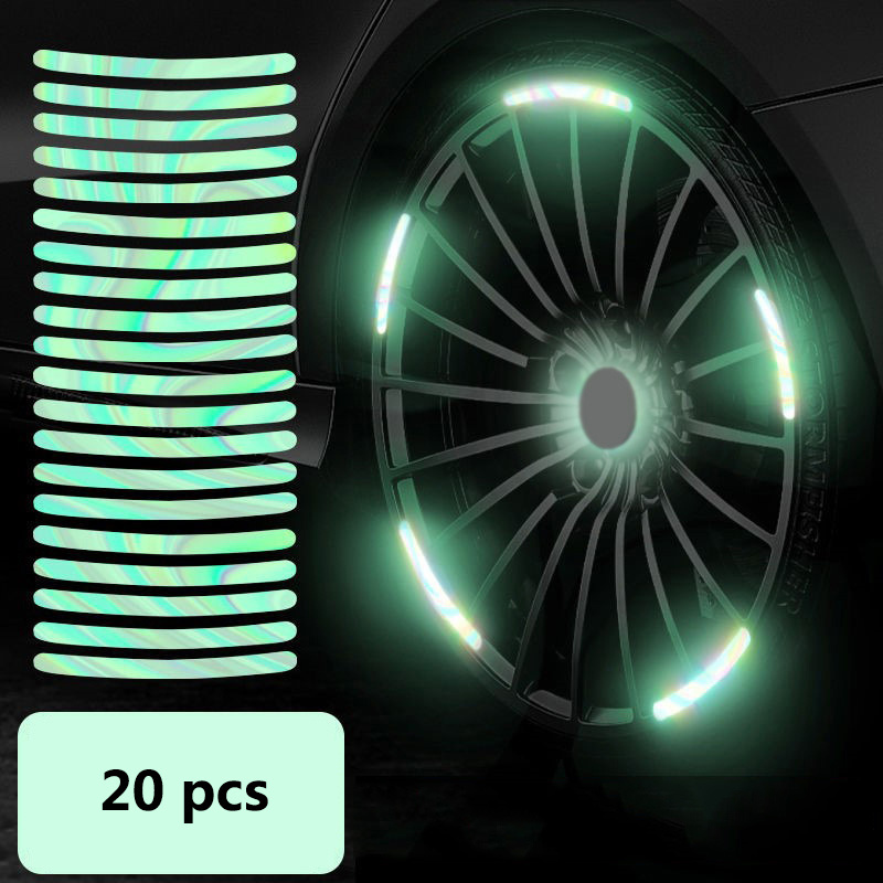 universal hi vis reflective night bright colorful rainbow fluorescent laser bicycle auto car wheel hub tape rim stripe sticker