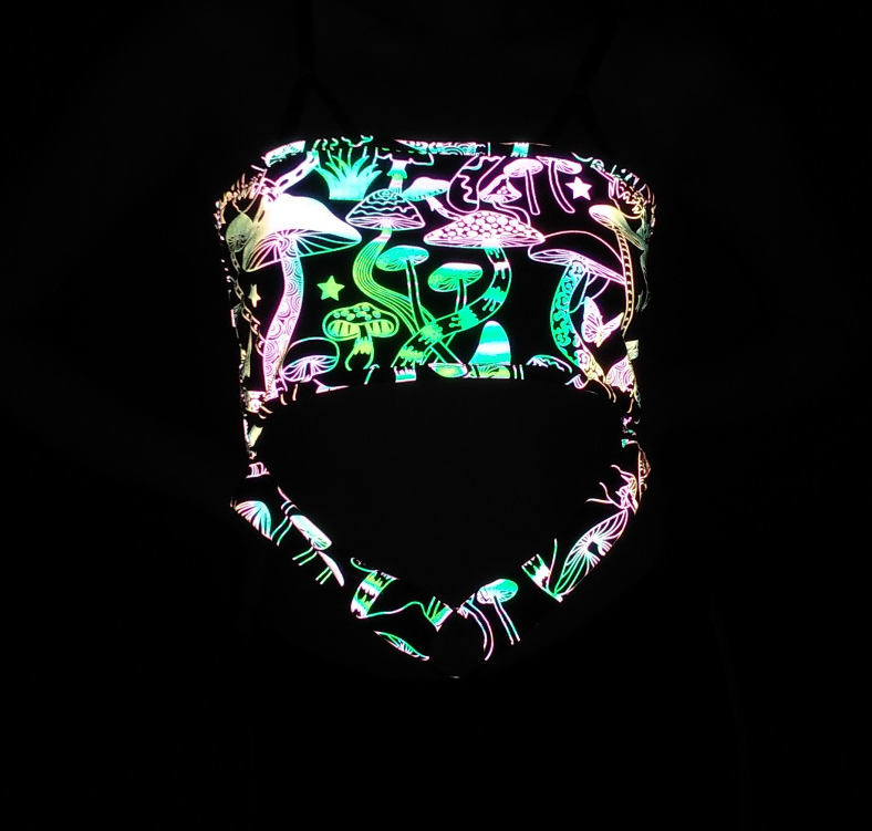 lady fashion rainbow prints reflective dance party sexy condole strap vest type bra wrapped chest tube top inner wear underwear