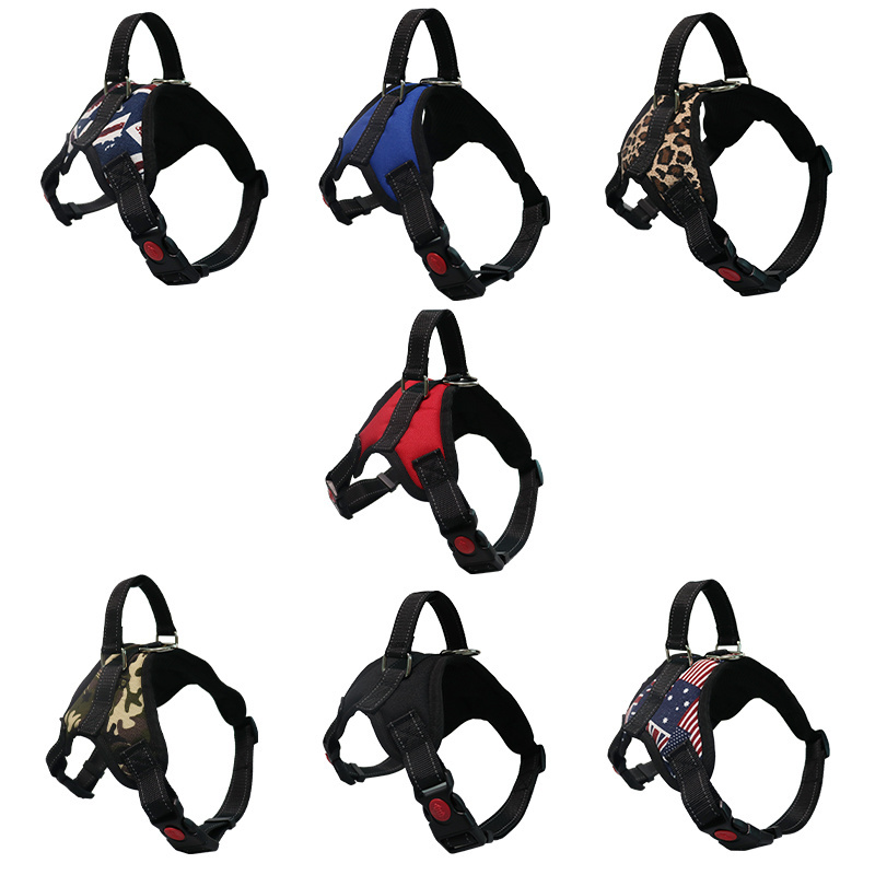 medium large pet dog tactical no pull outdoor control handle soft saddle type chest strap teddy back reflective harness vest