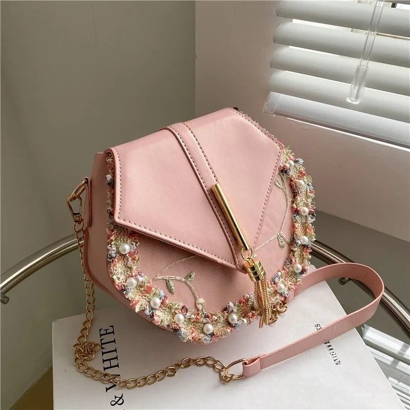 SY All match ladies small bag 2023 new trendy fashion chain acrylic chain shoulder messenger bag underarm lace small square bag