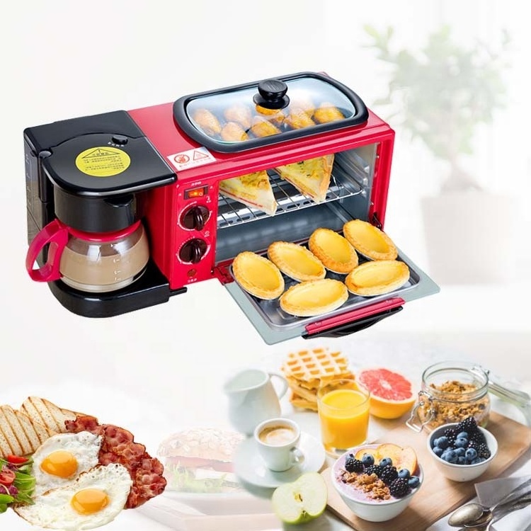 Wholesale 3in1 breakfast maker coffee oven toaster mini electric omelette oven gift machine breakfast machine