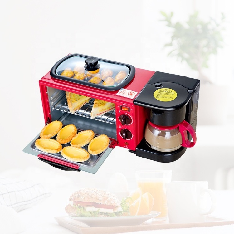 Wholesale 3in1 breakfast maker coffee oven toaster mini electric omelette oven gift machine breakfast machine