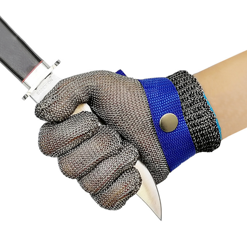 Stainless Steel Gloves Cut Proof Stab Resistant Steel Wire Mesh Working Knuckle Butcher Protection Ambidextrous Safety Gloves