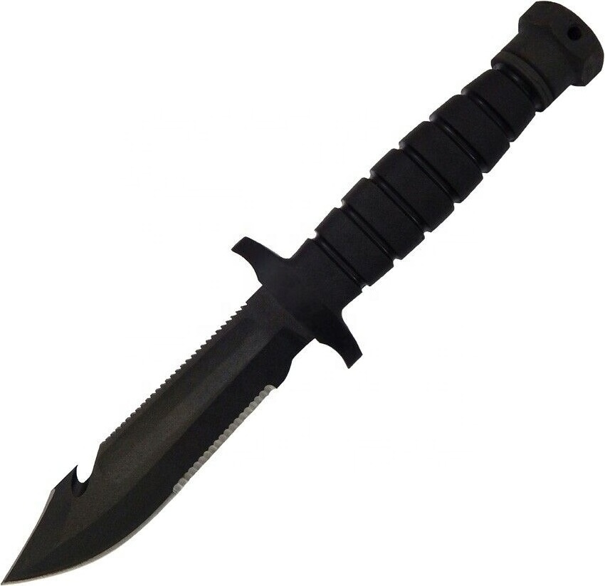 Beautiful Sizzco Black Powder Coated Steel Fixed Sharp Blade Hunting Camping Skinner Gut hook Combat Knife