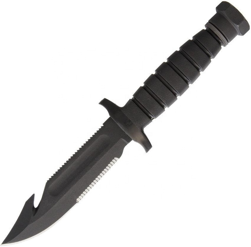 Beautiful Sizzco Black Powder Coated Steel Fixed Sharp Blade Hunting Camping Skinner Gut hook Combat Knife