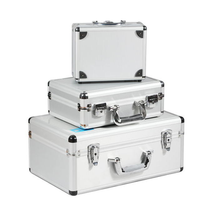 Silver Aluminum  toolbox custom  Equipment case  Attache case with pick and pluck foam