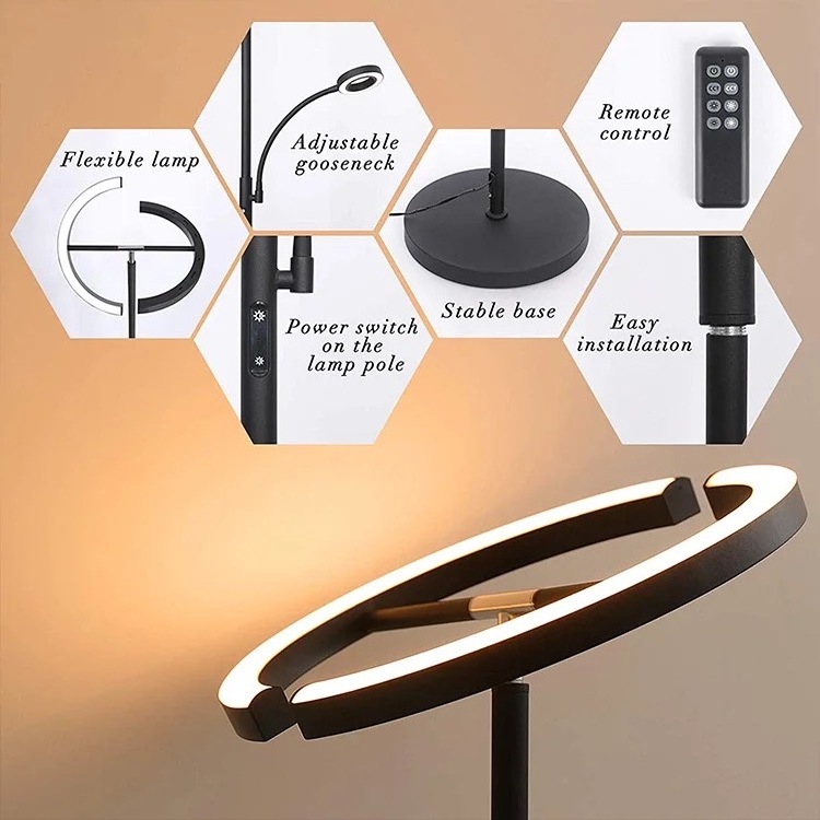 Hot selling living room bedroom can rotate floor lamp remote control type living lamp dimming LED floor light