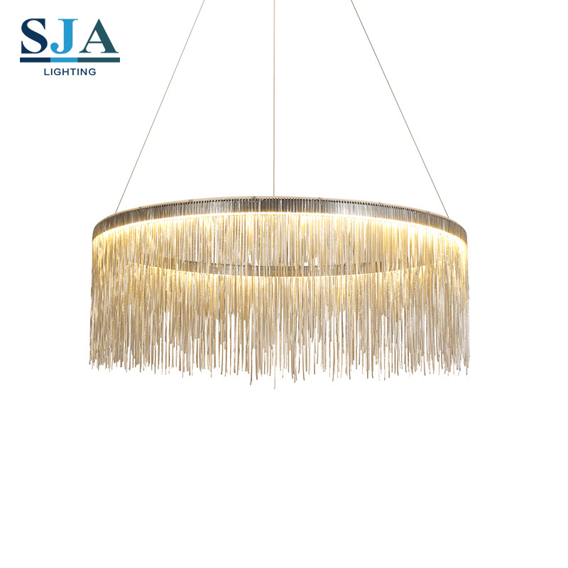 Modern decor indoor fringed luxury iron chain designer chandelier