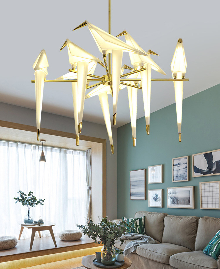 Nordic postmodern bird chandelier creative personality living room bedroom children's room restaurant thousand paper crane chand