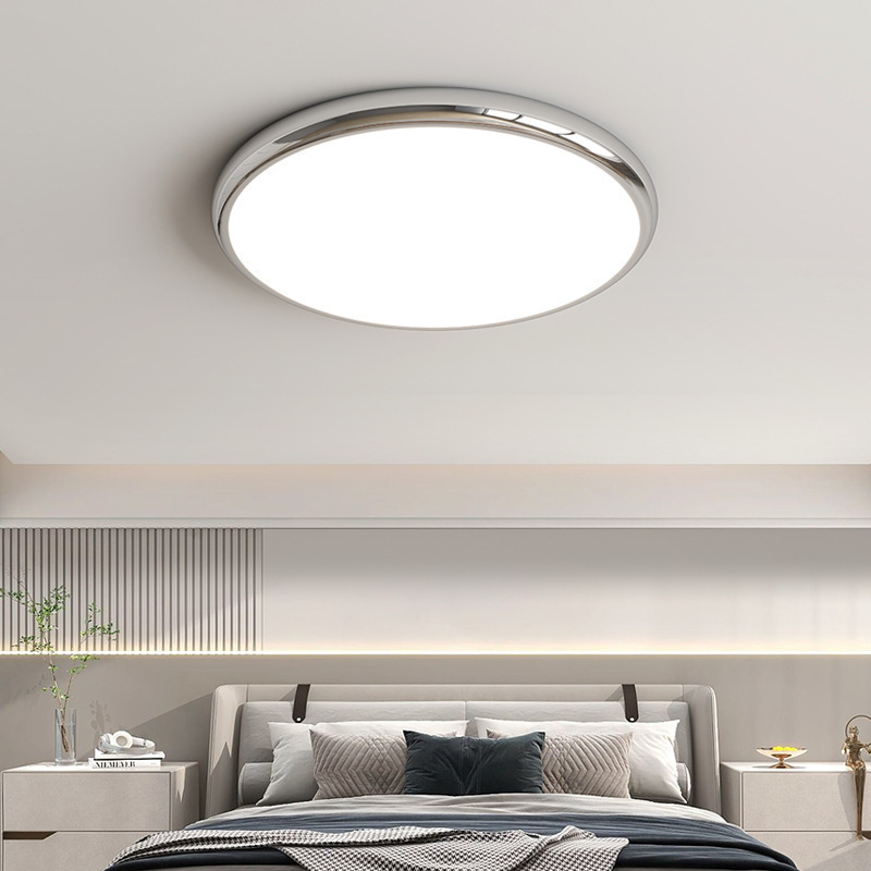 Nordic minimalist bedroom lights chrome circular ceiling lights room lighting fixtures