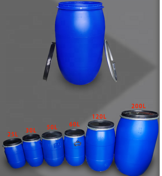 60 L Plastic Blue Open Top Barrel Keg/Plastics30L 120L  200 Litre 48 Gallon Plastic Drum Barrel