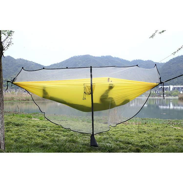 100% Polyester Courtyard Outdoor Hammock Bug Net Portable Hammock Swing Hammock With Mosquito Net