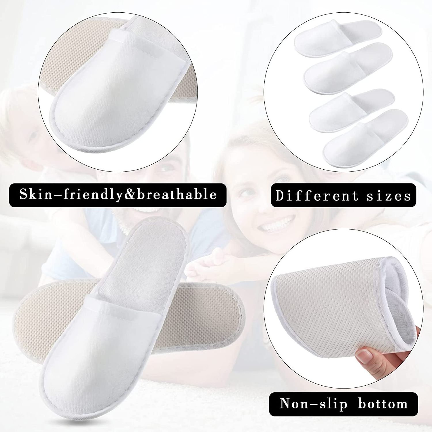 Spa Slippers, Closed Toe, Disposable Indoor Slippers for Men and Women Spa Hotel Motel Home Guest room