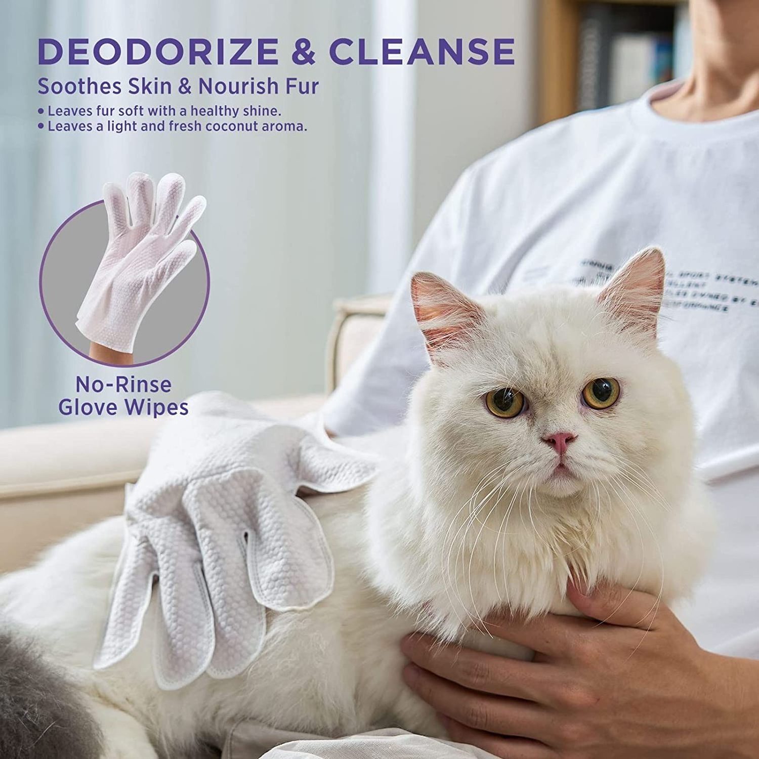 Disposable Pets Grooming Gloves Wipes for Dogs & Cats Fur Deodorizing for Pet Body Wiping & Cleaning