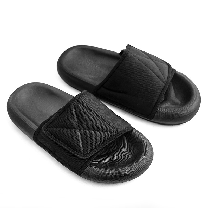 Thick Sole Hook and Loop Upper Slides Women Stylish Outdoor Slippers