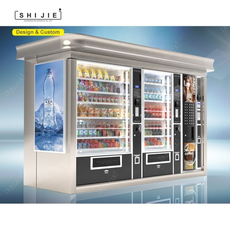 High-tech anti-fog front glass snack drinks combo vending machine for foods and soft drink automatic vendor