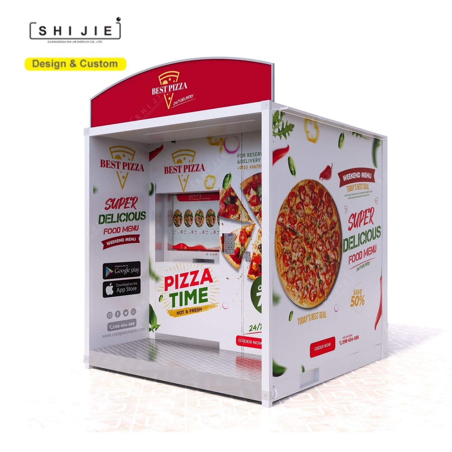 Smart pizza vending machine outdoor hot fresh fast food self service commercial fully automatic making pizza machines