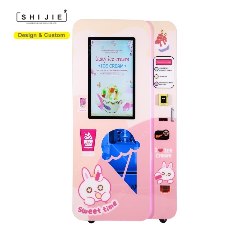 Commercial automatic coin operated mobile mini flower soft ice cream vending machine for sale