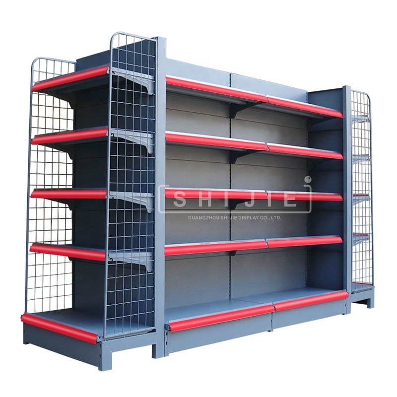 SHIJIE heavy duty supermarket metallic shelves /Store Display Racks /gondola shelving OEM ODM