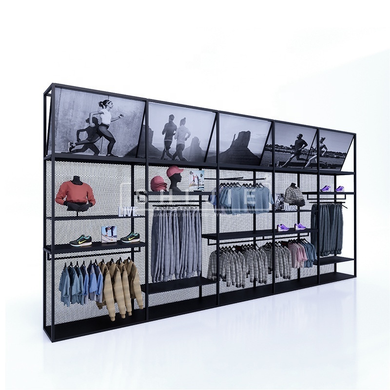 Fashion sportswear metal display stand fixture retail store clothes shop fitting and displays