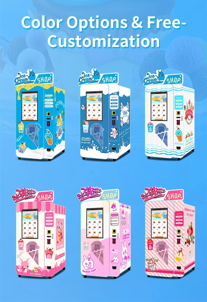 Commercial automatic coin operated mobile mini flower soft ice cream vending machine for sale