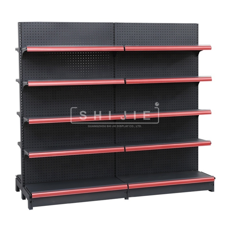 SHIJIE heavy duty supermarket metallic shelves /Store Display Racks /gondola shelving OEM ODM