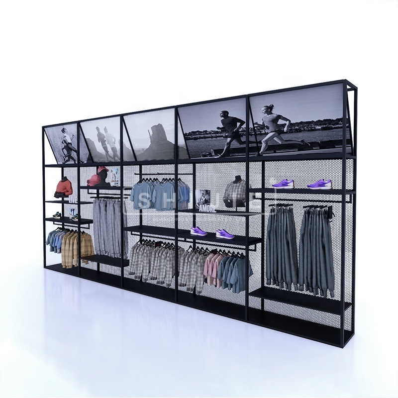 Fashion sports shoes store display racks shop fixture metal wall mounted shoe display