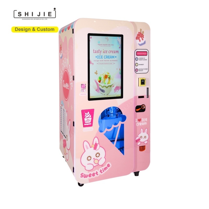 Commercial automatic coin operated mobile mini flower soft ice cream vending machine for sale