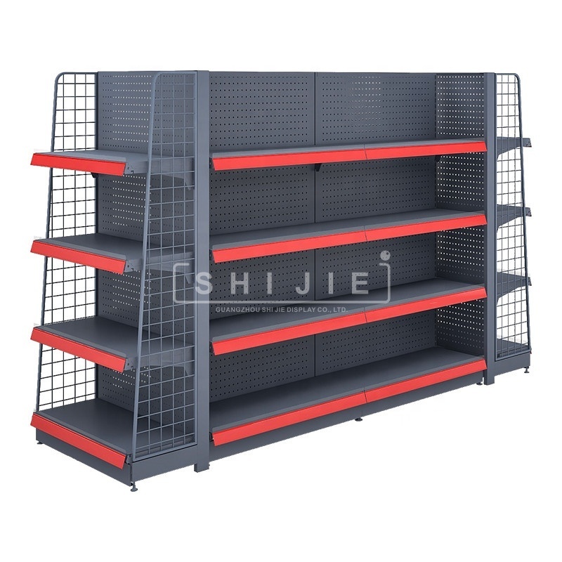 SHIJIE heavy duty supermarket metallic shelves /Store Display Racks /gondola shelving OEM ODM