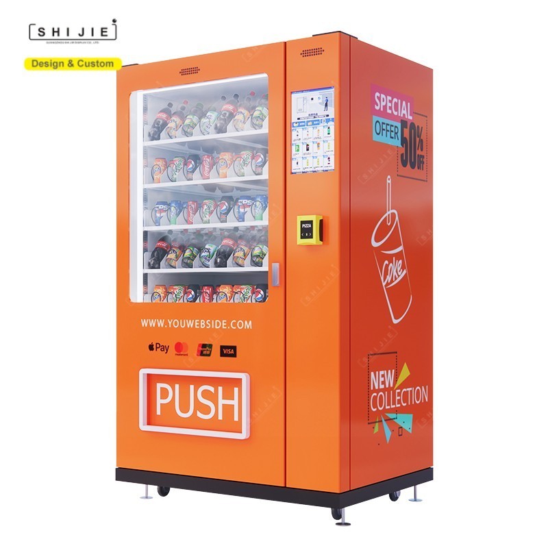 24 hours self-service vender beer vending machine snacks and drinks combo LED light water vending machine