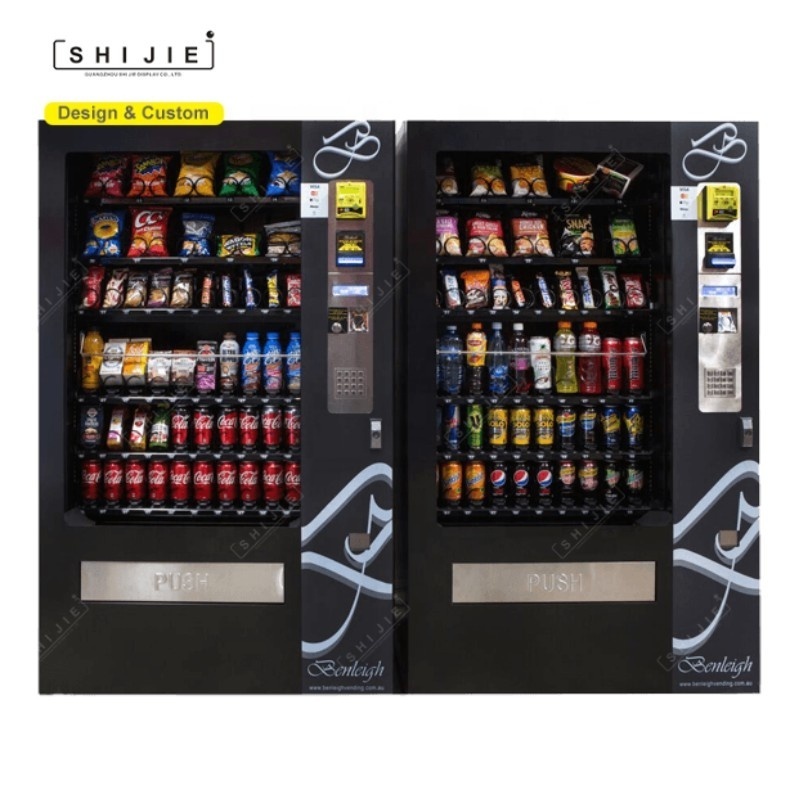 High-tech anti-fog front glass snack drinks combo vending machine for foods and soft drink automatic vendor