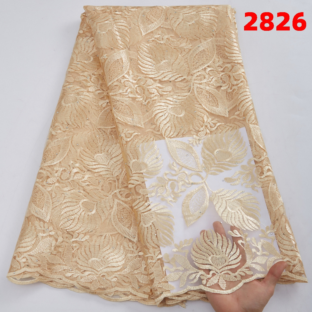 African Cheap Lace Fabric Embroidery Polyester 2022 Latest French Wedding Tulle Mesh Lace Fabrics Nigerian Church Material 2826