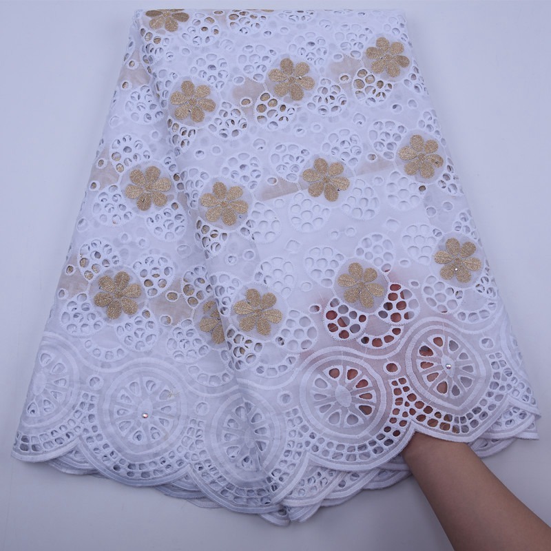 Nigerian Swiss African Cotton Lace Fabric dress High Quality Voile Lace Fabric African Swiss Voile For Wedding Dress 1800