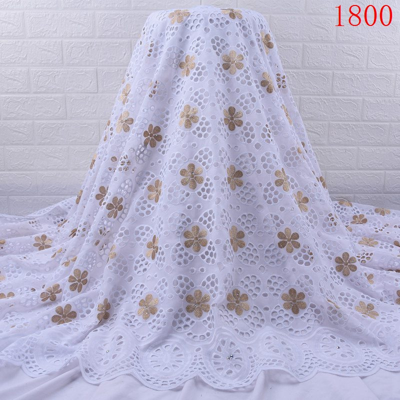 Nigerian Swiss African Cotton Lace Fabric dress High Quality Voile Lace Fabric African Swiss Voile For Wedding Dress 1800