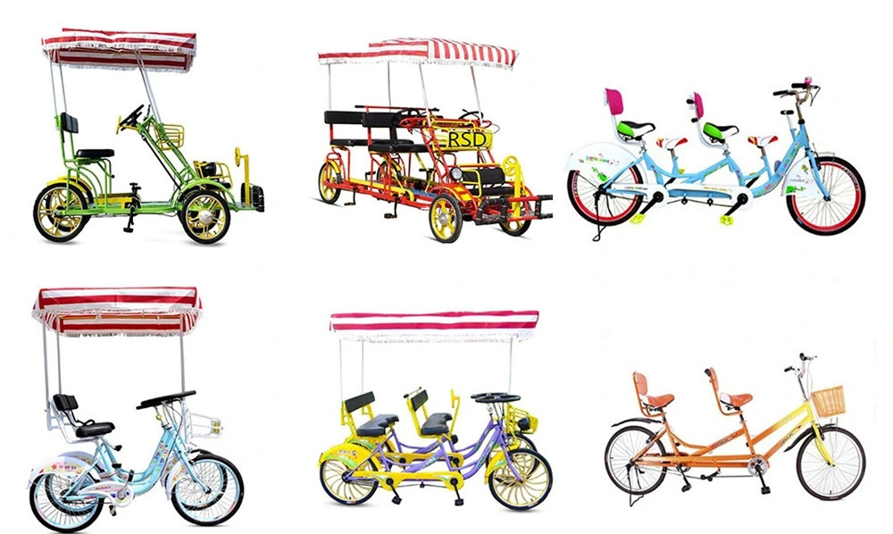 Factory Sales New Model New Design Double Quad Bike Sightseeing Tandem Bicycle Four People Bicycle Tandem