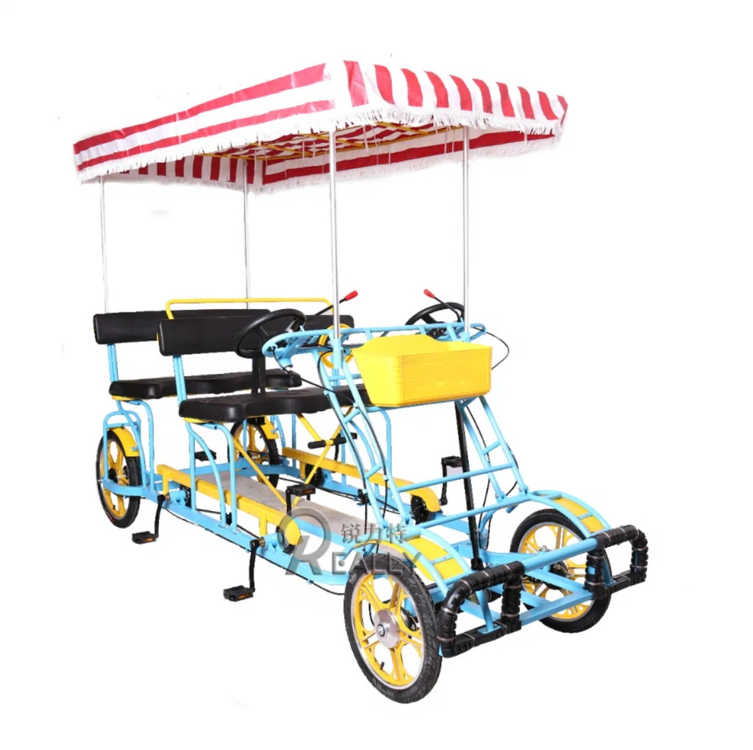 2024 New Style Double Quad Bike Sightseeing Tandem Bicycle Four People Bicycle Tandem