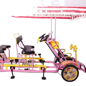 2024 New Style Double Quad Bike Sightseeing Tandem Bicycle Four People Bicycle Tandem