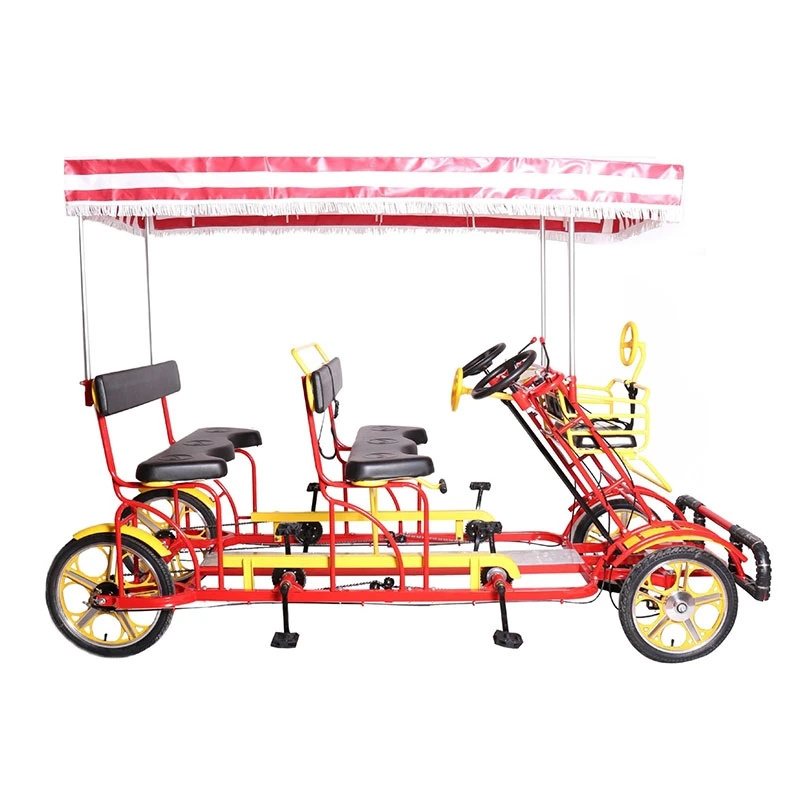 Factory Sales New Model New Design Double Quad Bike Sightseeing Tandem Bicycle Four People Bicycle Tandem