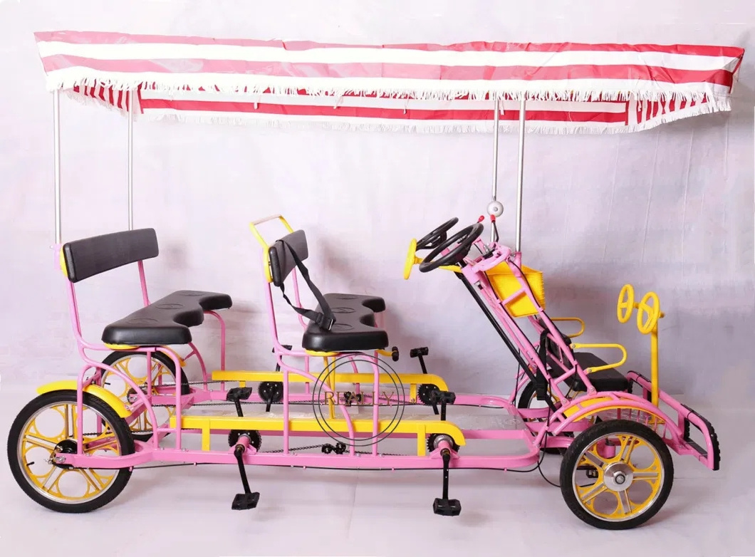 2024 New Style Double Quad Bike Sightseeing Tandem Bicycle Four People Bicycle Tandem