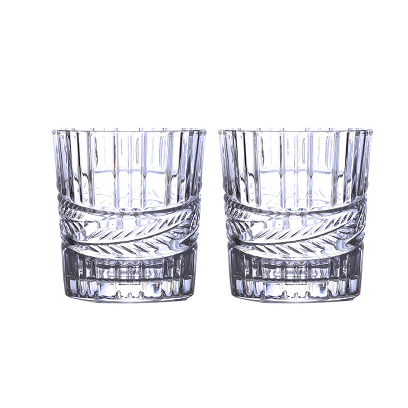 Wholesale 10oz 270ml Vintage Embossed Texture Crystal Highball Glassware Whiskey Glass