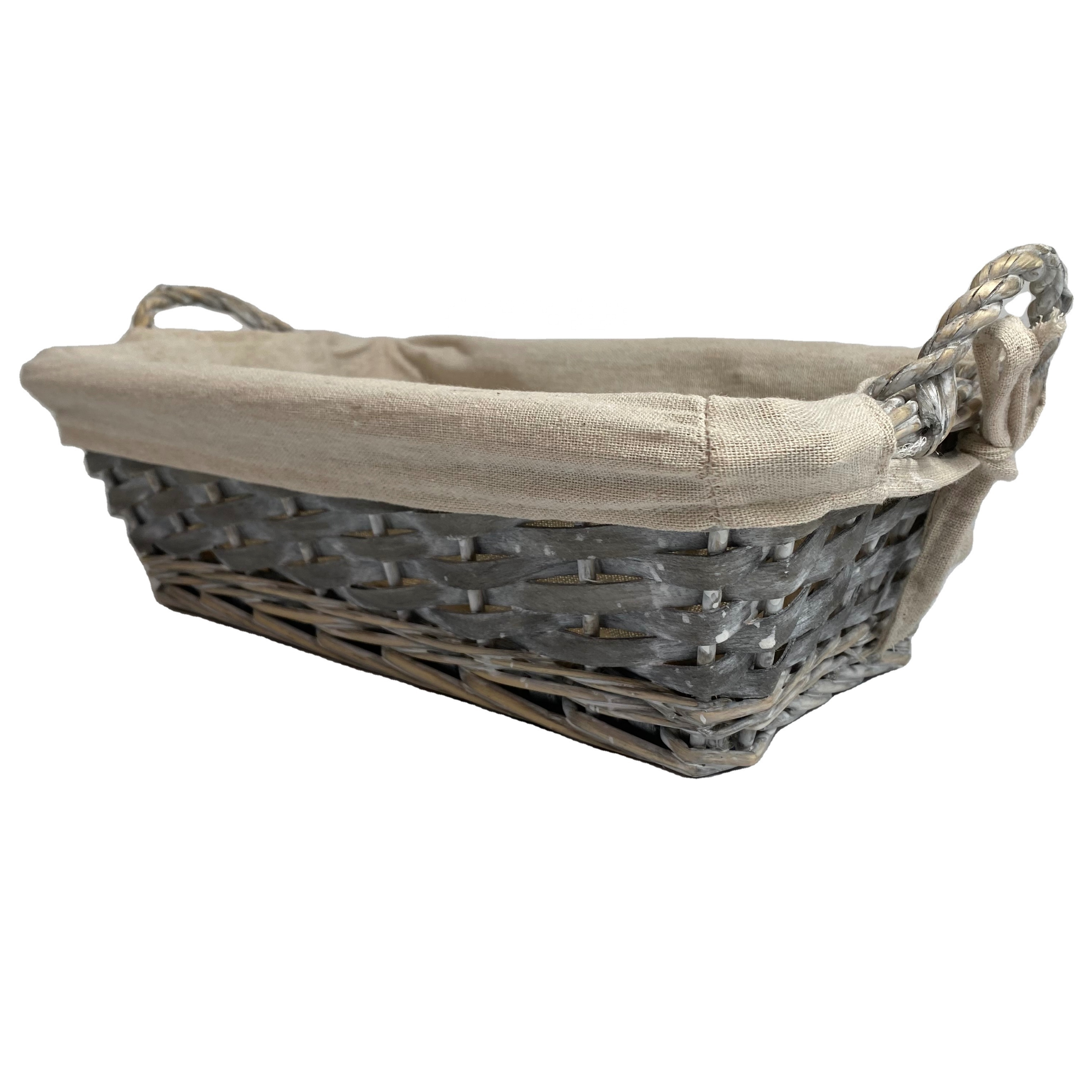 SHRIKO handmade wood & wicker storage basket with handles for picnics gifts home decor empty basket for creating gift