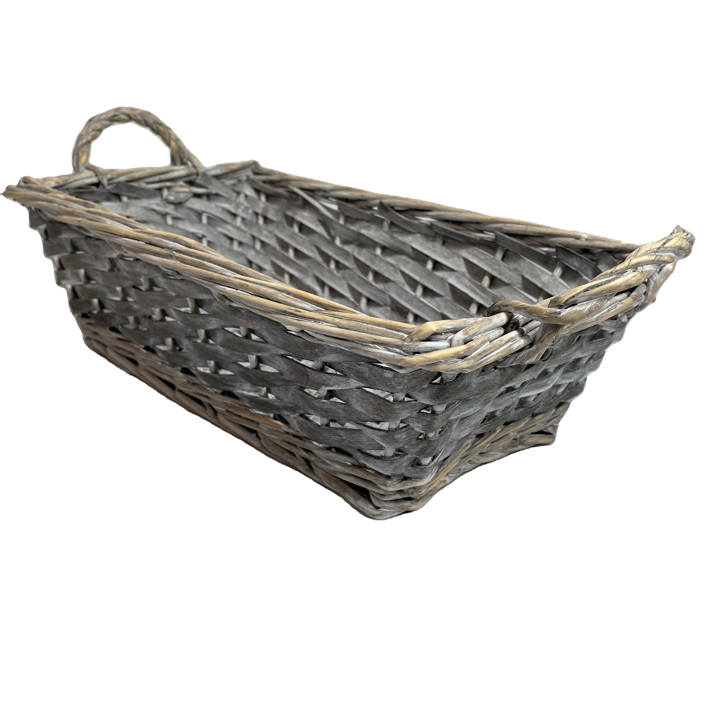 SHRIKO handmade wood & wicker storage basket with handles for picnics gifts home decor empty basket for creating gift