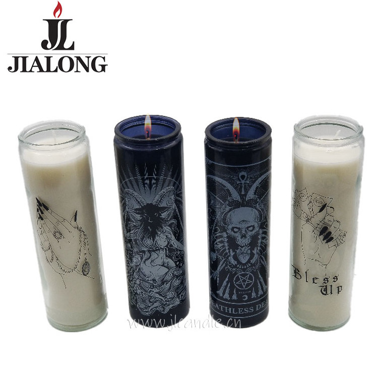 7Day Black Decal Deathless Death Glass Spell Candle 7 Day Candle Altar Candle