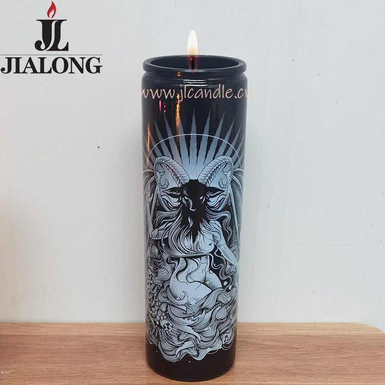 7Day Black Decal Deathless Death Glass Spell Candle 7 Day Candle Altar Candle