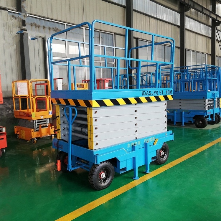 4M 500KG Electric Hydraulic Mobile Scissor Lift with Hydraulic leg