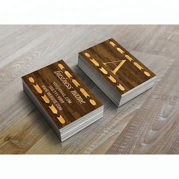 Custom Luxury Rose Gold Stamping Wood Printing Special Business Card